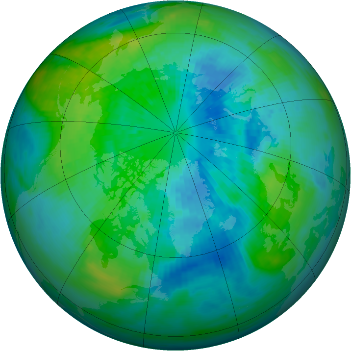 Arctic ozone map for 28 September 1991